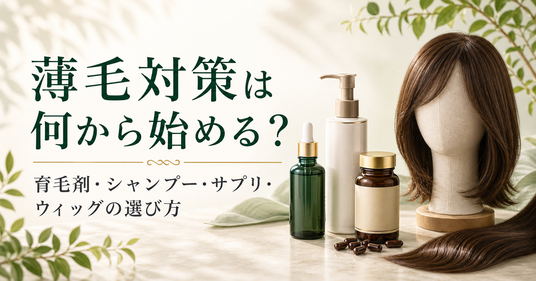 薄毛対策は何から始める?育毛剤・シャンプー・サプリ・ウィッグの選び方